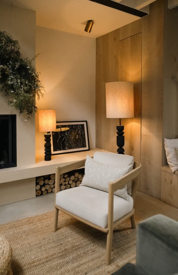 Aska - charred wood and natural linen floor lamp - Image 7