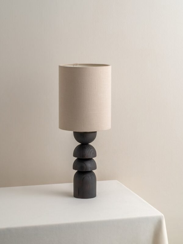 Aska - small charred wood and natural linen table lamp - Image 5
