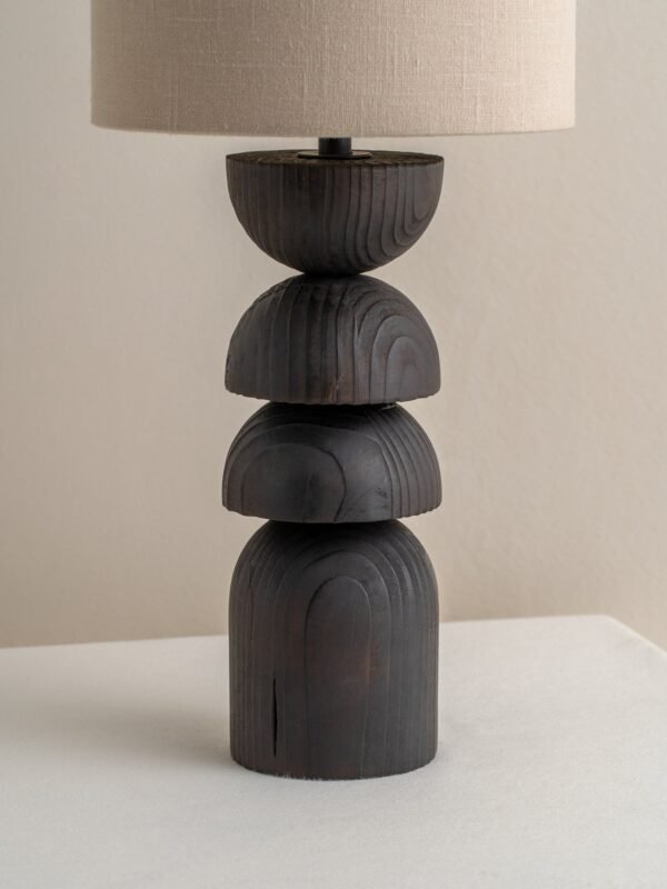 Aska - small charred wood and natural linen table lamp - Image 4