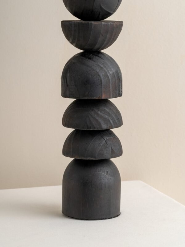 Aska - tall charred wood and natural linen table lamp - Image 4