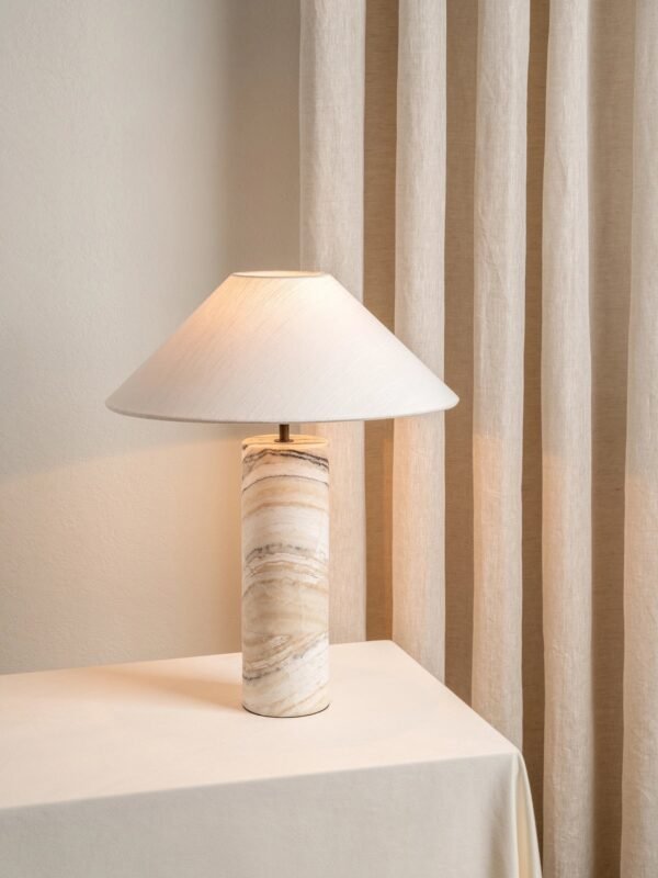 Barola - white Onyx cylinder table lamp - Image 2