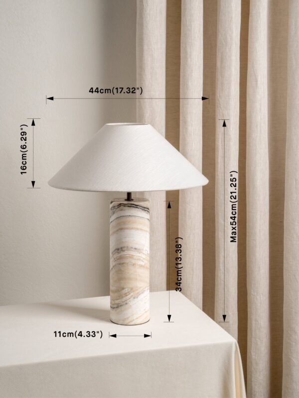 Barola - white Onyx cylinder table lamp - Image 6