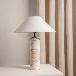 Barola - white Onyx cylinder table lamp