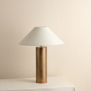 Bleeker - aged brass and linen table lamp