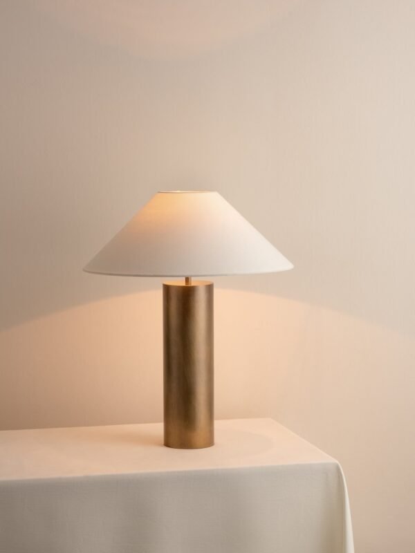 Bleeker - aged brass and linen table lamp - Image 2