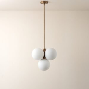 Boule - 4 light brass and opal pendant light