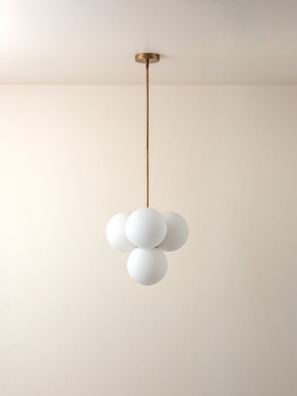 Boule - 4 light brass and opal pendant light - Image 3