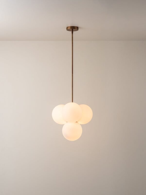 Boule - 4 light brass and opal pendant light - Image 4
