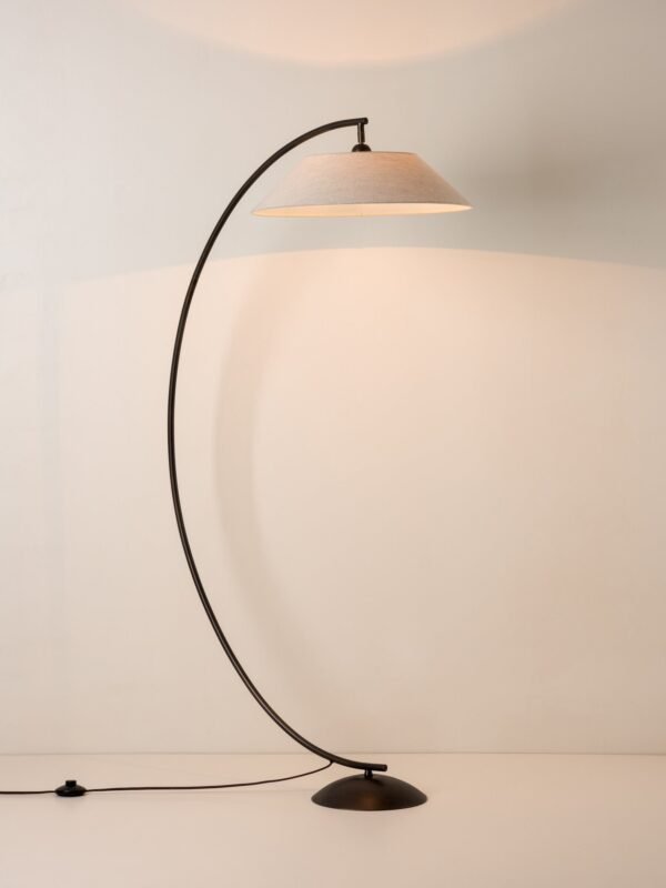 Circo - arc bronze and linen floor lamp - Image 2