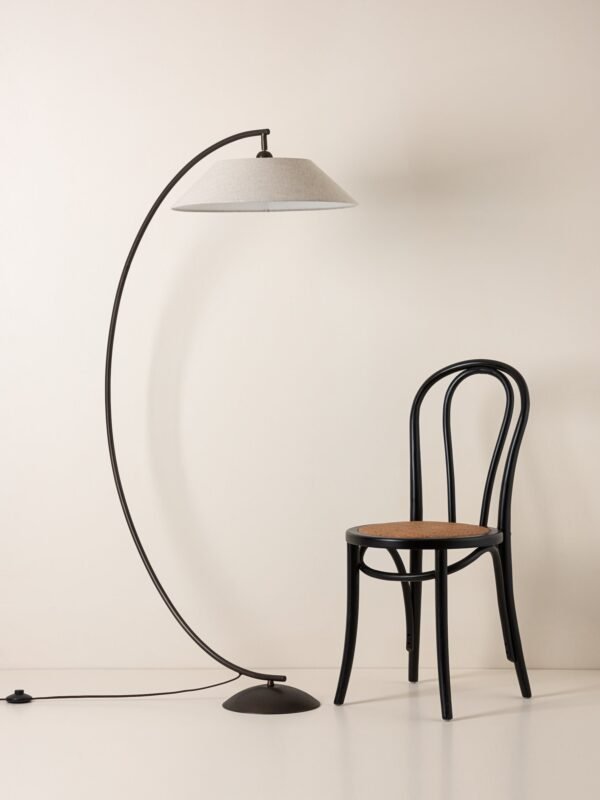Circo - arc bronze and linen floor lamp - Image 3