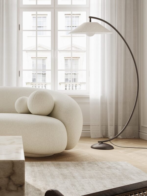 Circo - arc bronze and linen floor lamp - Image 6
