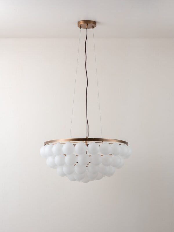 Cloudia - 5 Light large white frosted brass chandelier