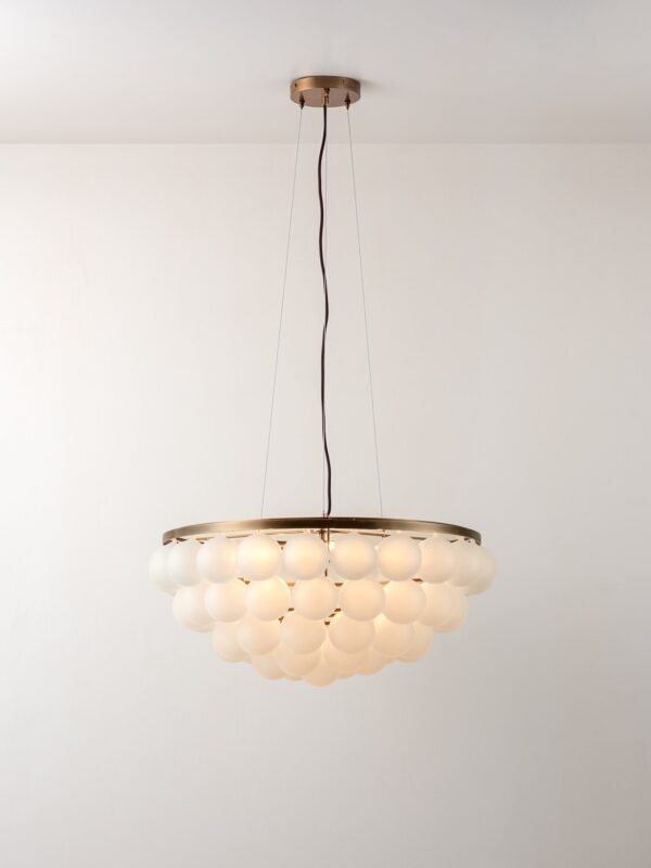 Cloudia - 5 Light large white frosted brass chandelier - Image 2
