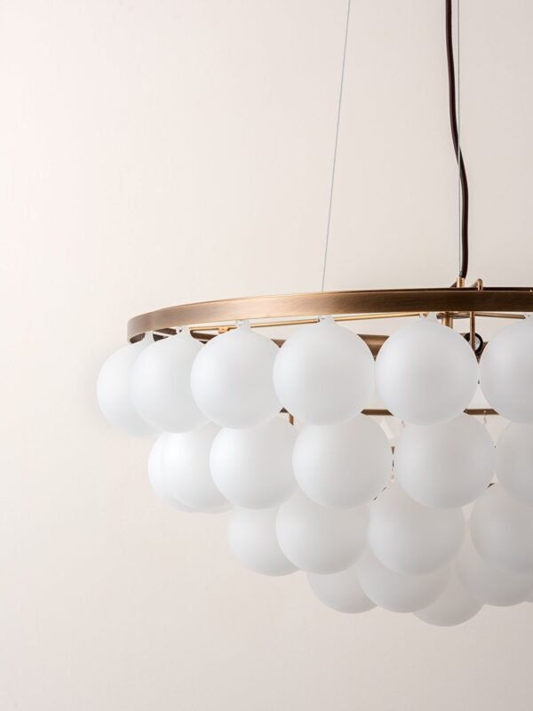 Cloudia - 5 Light large white frosted brass chandelier - Image 4