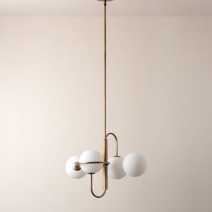 Decora - 4 light aged brass and opal pendant