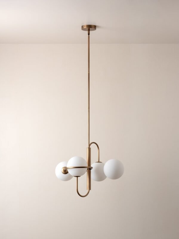 Decora - 4 light aged brass and opal pendant