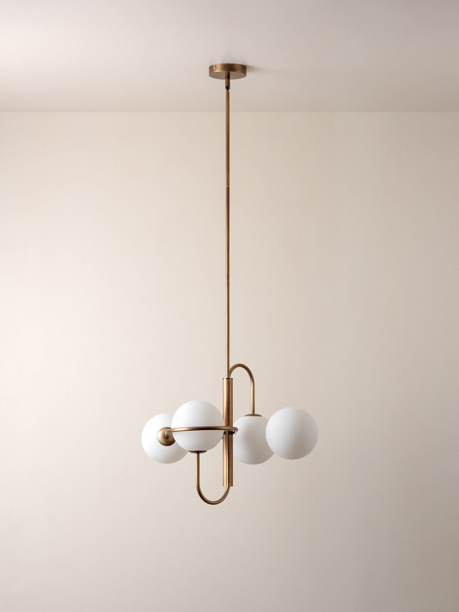 Decora - 4 light aged brass and opal pendant