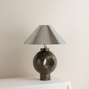 Editions marble lamp with + chrome shade