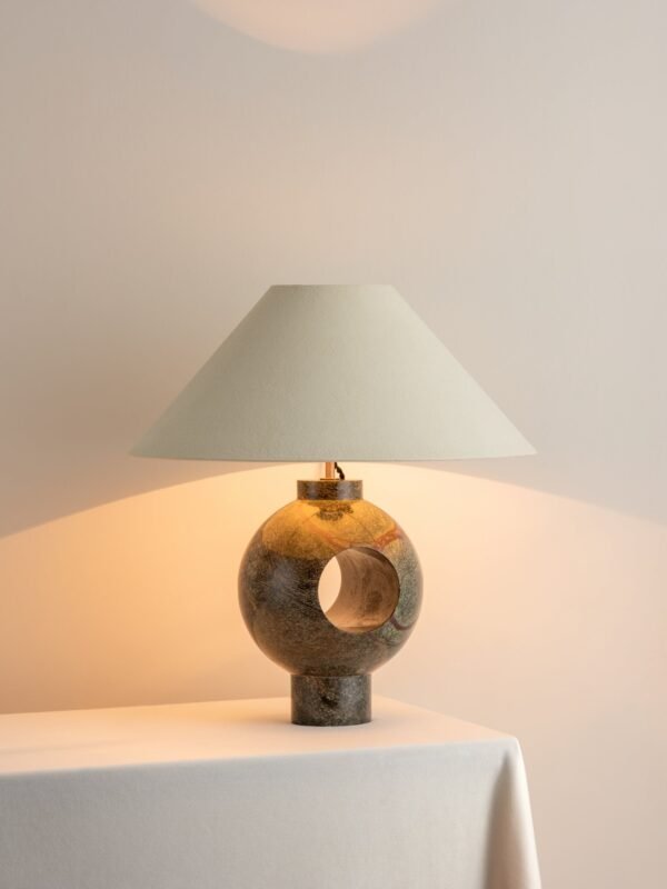 Editions marble lamp with + plaster shade - Image 2
