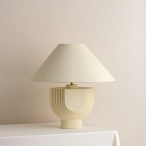 Editions concrete lamp with + plaster shade