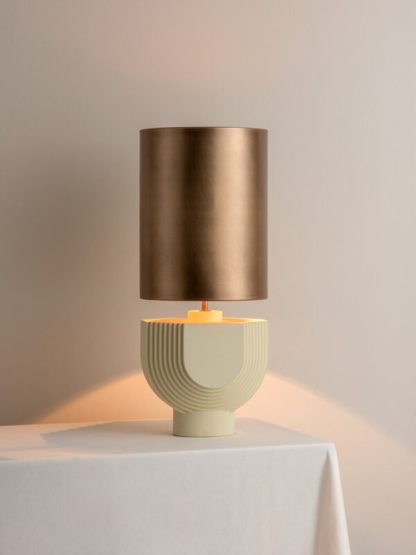 Editions concrete lamp with + aged brass shade - Image 2