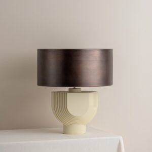Editions concrete lamp with + bronze shade
