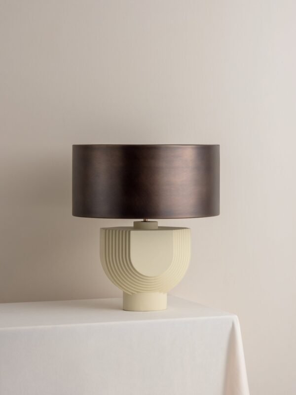 Editions concrete lamp with + bronze shade