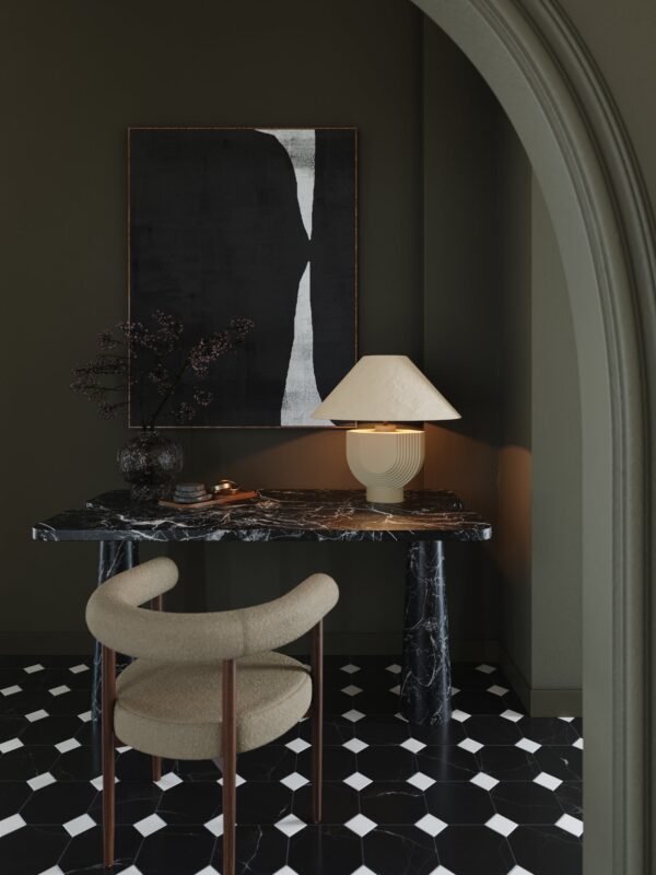 Editions concrete lamp with + plaster shade - Image 3