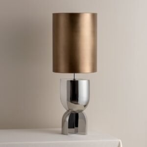 Editions chrome lamp with + aged brass shade