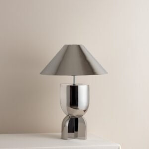 Editions chrome lamp with + chrome shade