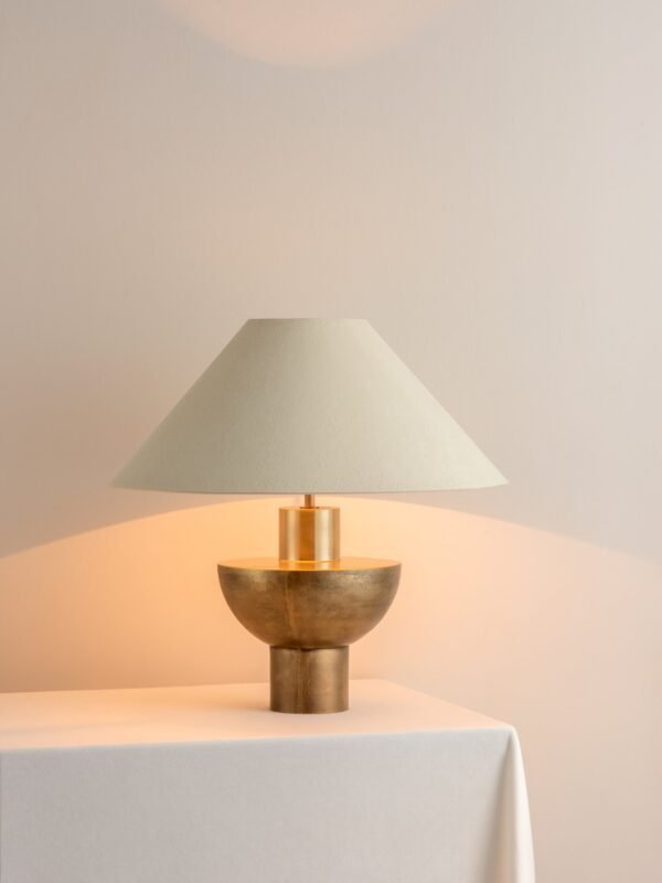 Editions brass lamp with + plaster shade - Image 2
