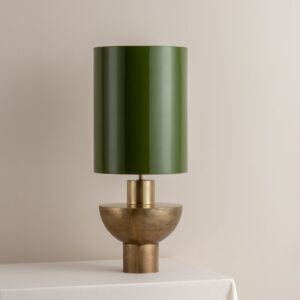 Editions brass lamp with + green lacquer shade