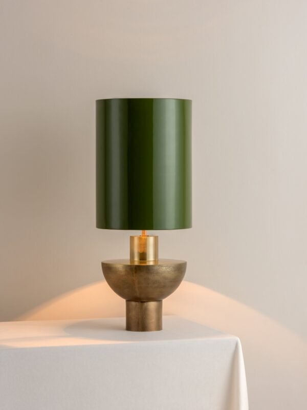 Editions brass lamp with + green lacquer shade - Image 2
