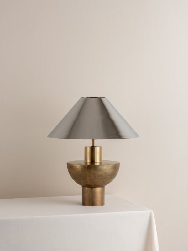 Editions brass lamp with + chrome shade