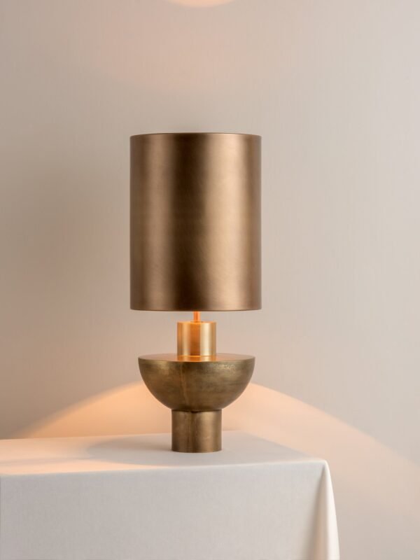 Editions brass lamp with + aged brass shade - Image 2