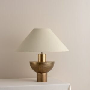 Editions brass lamp with + plaster shade