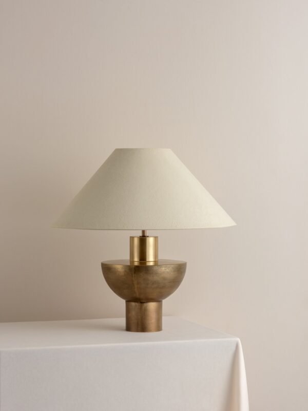 Editions brass lamp with + plaster shade