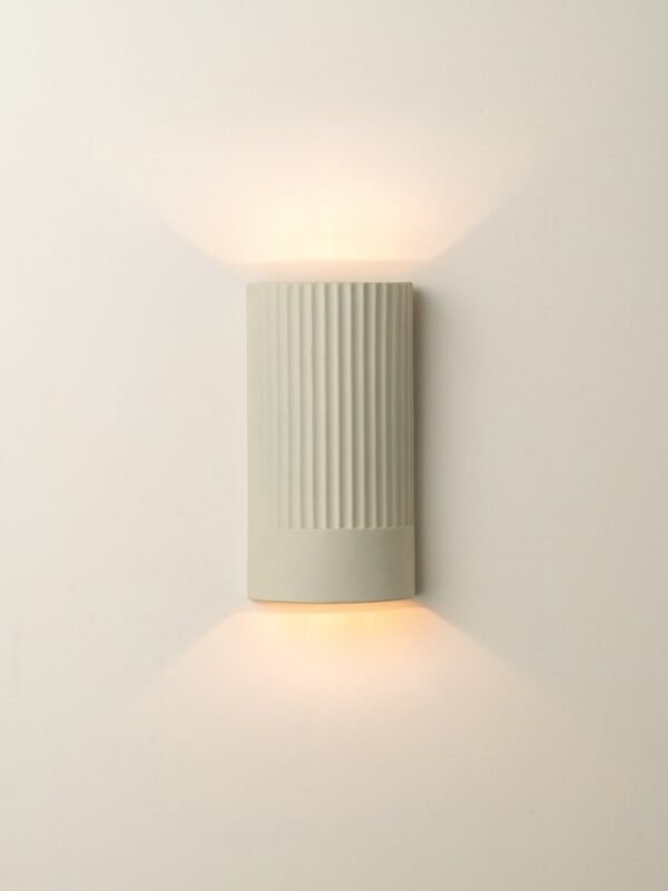 Enza - warm white  ribbed ceramic wall light - Image 4