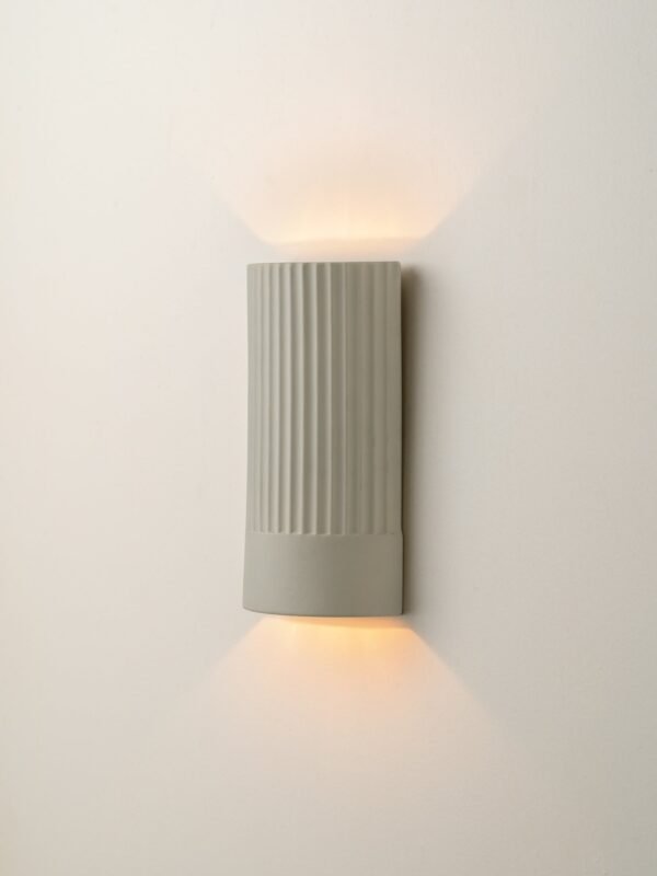 Enza - warm white  ribbed ceramic wall light - Image 2