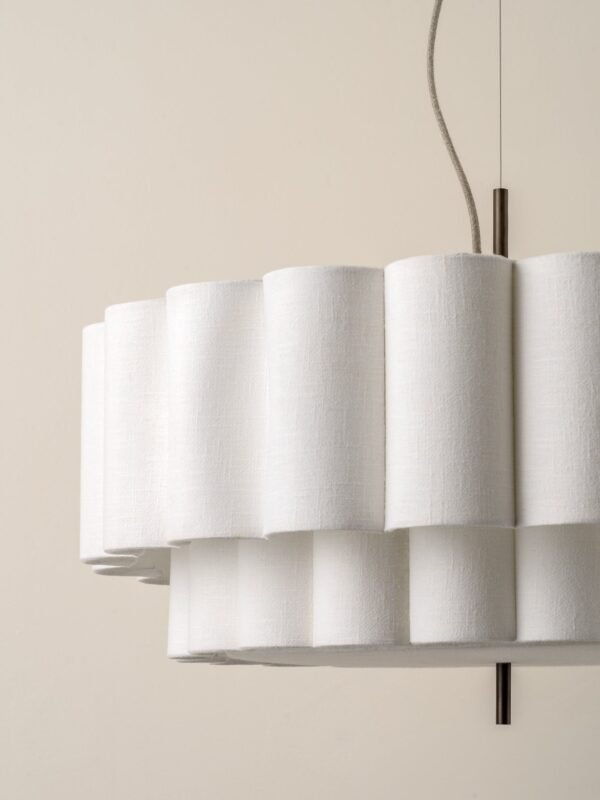 Folia - large scalloped natural linen pendant - Image 4