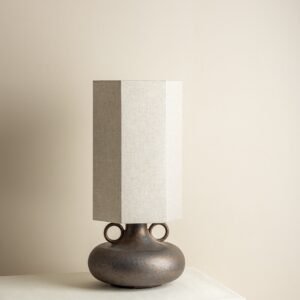 Grove - bronze ceramic and linen table lamp