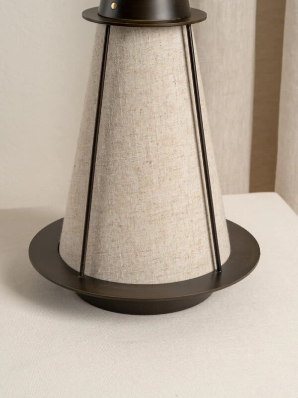 Lanterna - bronze and linen rechargeable table lamp - Image 4