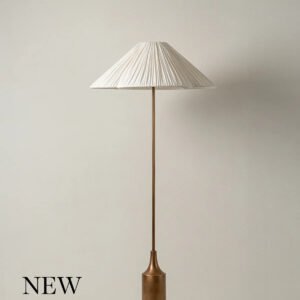 Lindi - aged brass and linen scalloped floor lamp