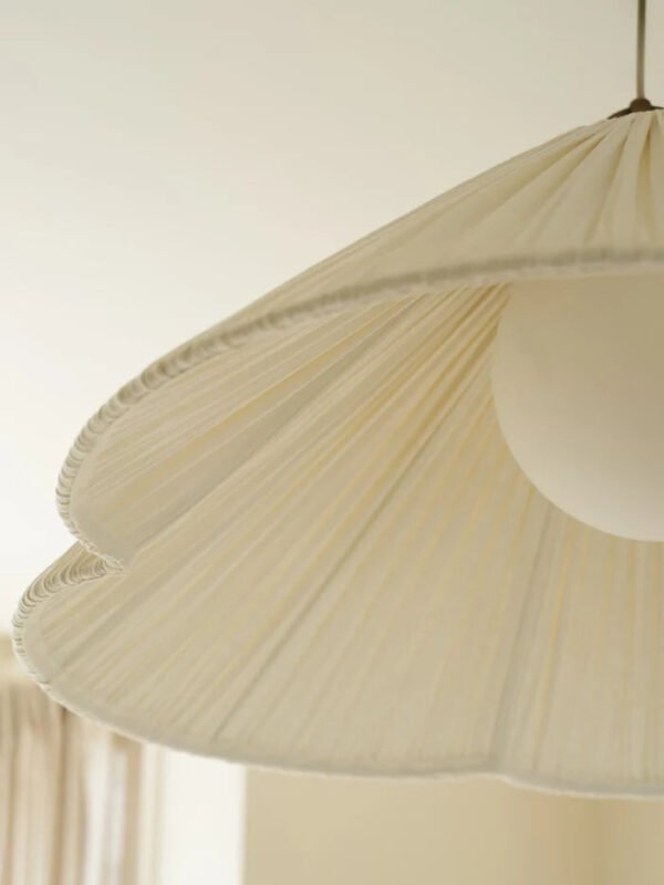 Lindi - aged brass and linen oversized scalloped pendant - Image 3