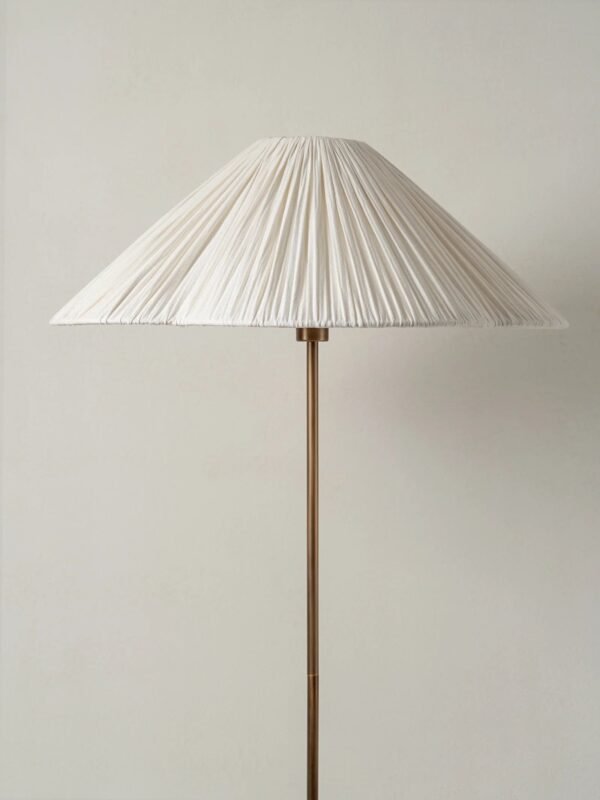 Lindi - aged brass and linen scalloped floor lamp - Image 6
