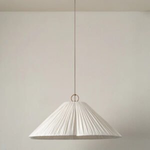 Lindi - aged brass and linen oversized scalloped pendant