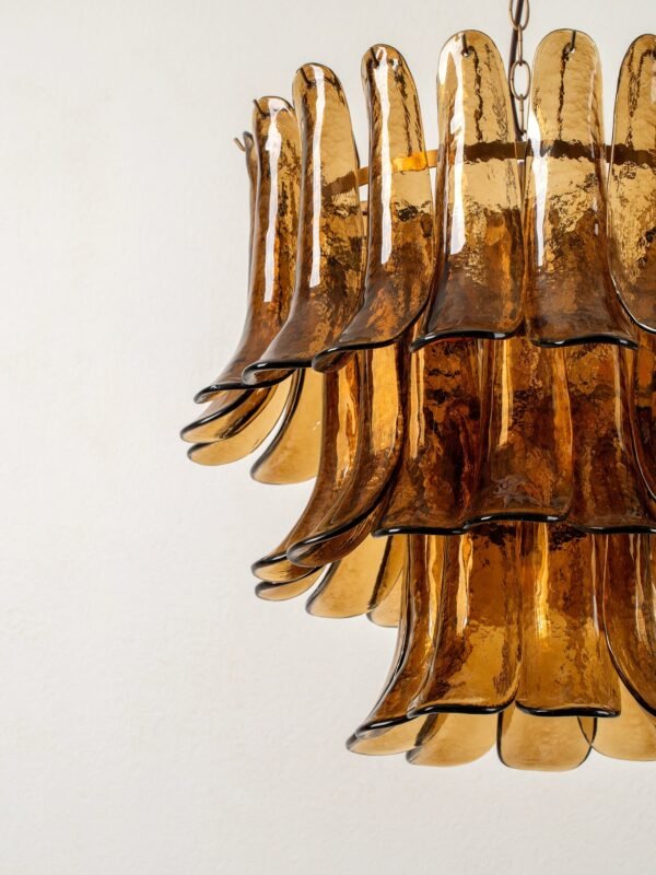 Lonso - 4 light aged brass and smoked brown glass chandelier - Image 5