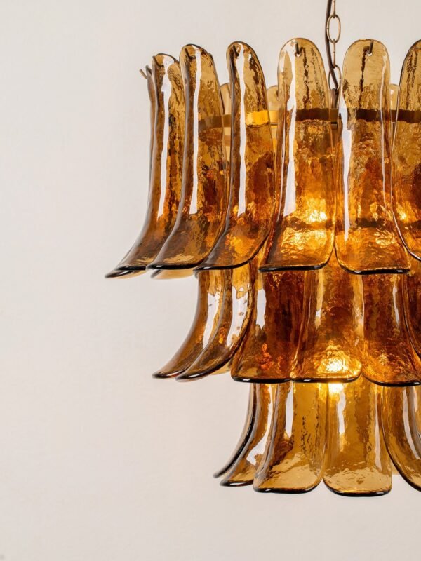 Lonso - 4 light aged brass and smoked brown glass chandelier - Image 6