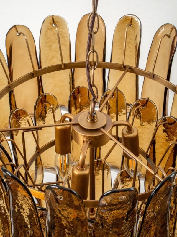 Lonso - 4 light aged brass and smoked brown glass chandelier - Image 7