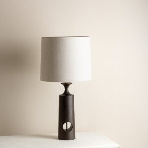 Morton - dark wood and linen table lamp